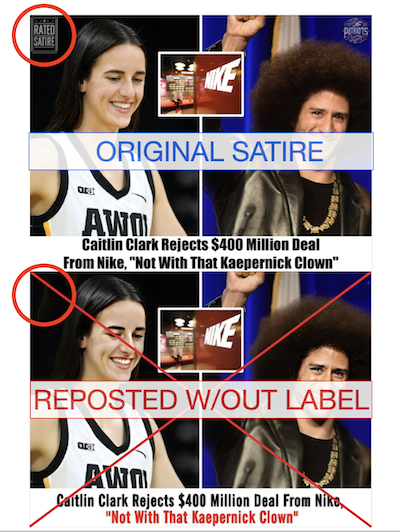 Caitlin Clark Kaepernick comparison embed Satire