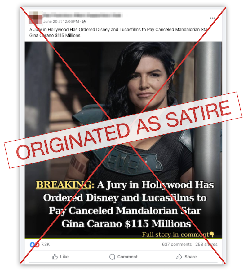 Gina Carano Disney lawsuit satire embed, 7-1-2024