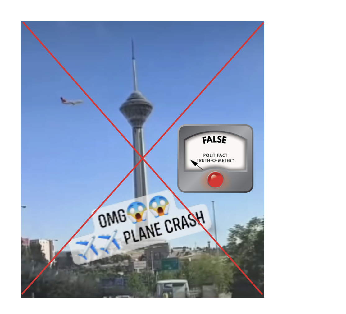 Screenshot of FB post from July 31, 2024 Plane Crash Milad Tower