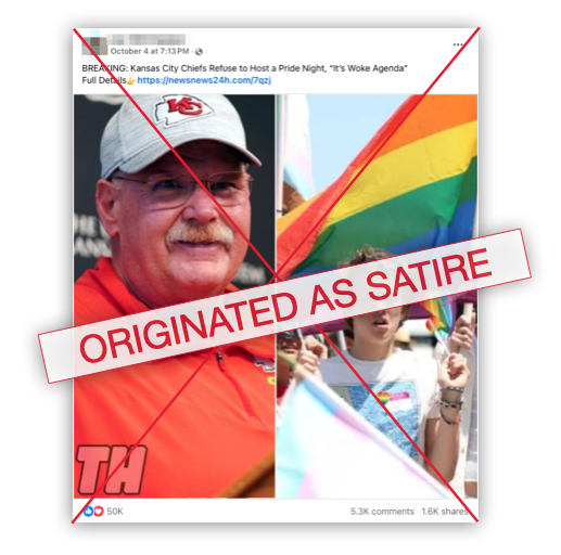False embed Kansas City Chiefs Pride Night satire