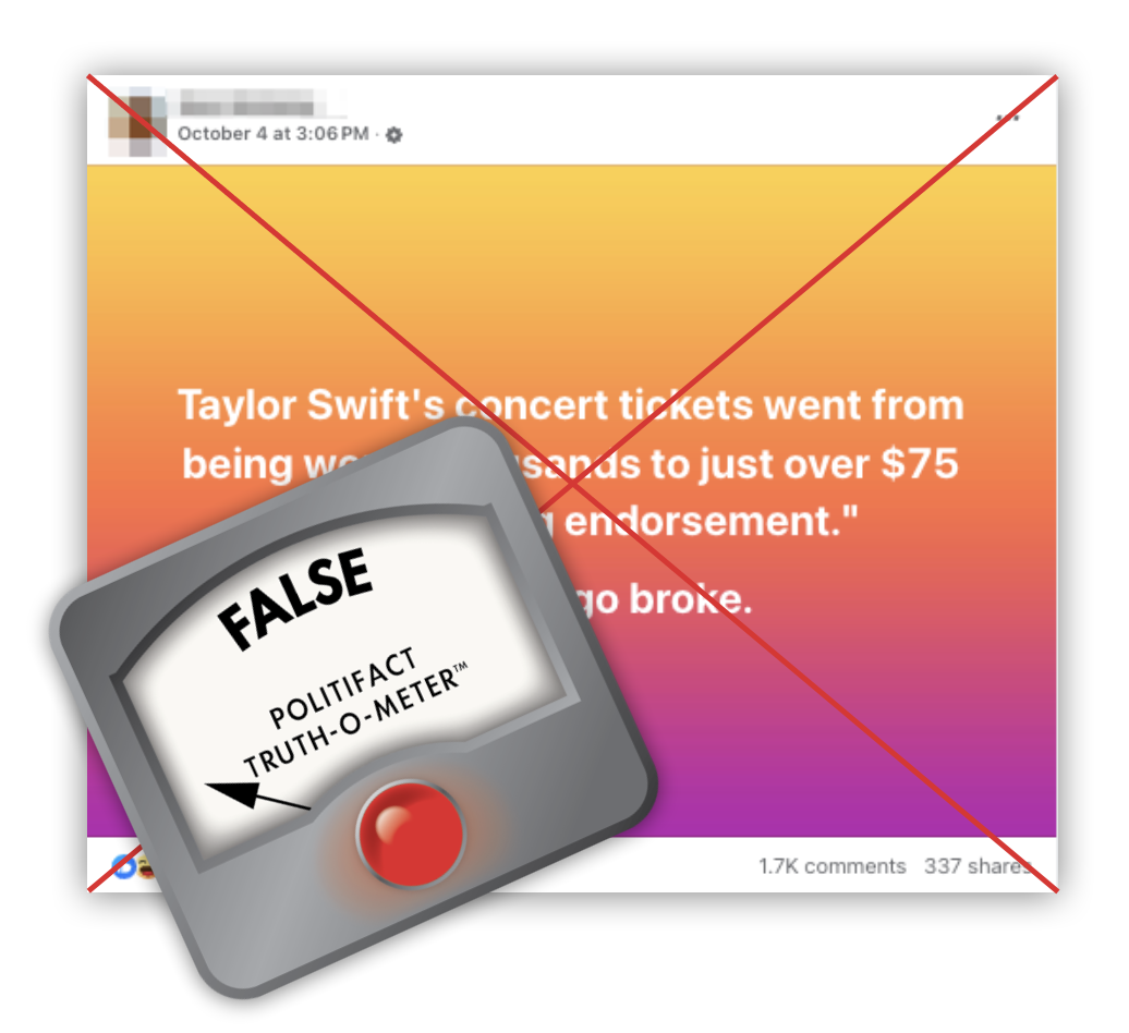 False embed Taylor Swift ticket prices 75, 10-7-2024