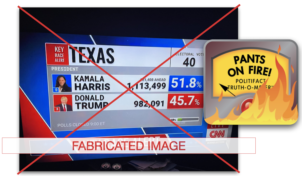 Graphic CNN fake Texas election results Nov. 3, 2024