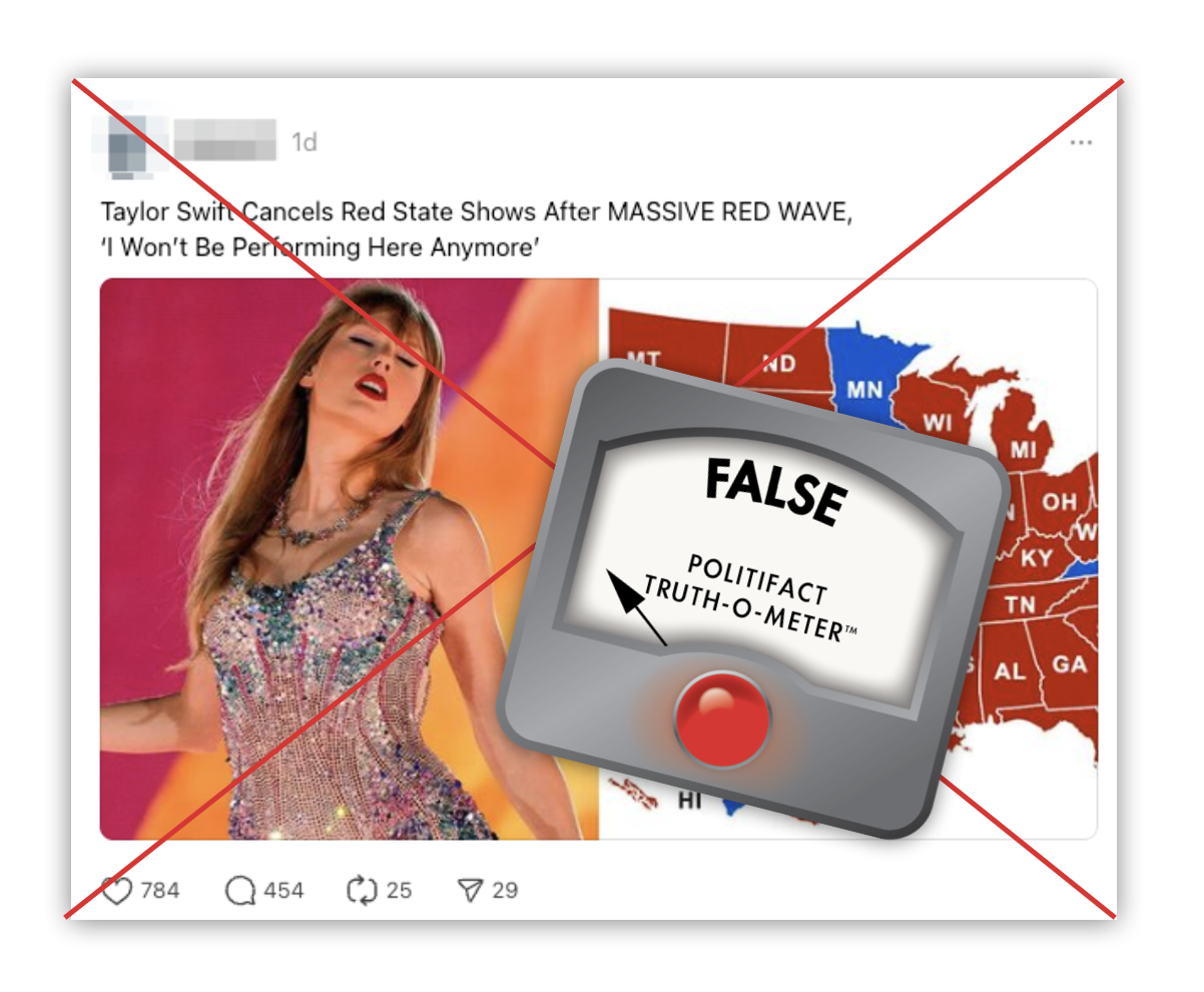 Taylor Swift cancel red state shows False embed