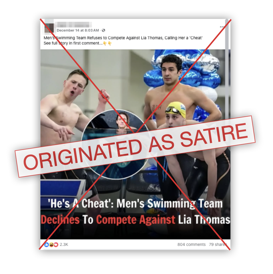 Lia Thomas False embed men's team refuse to compete