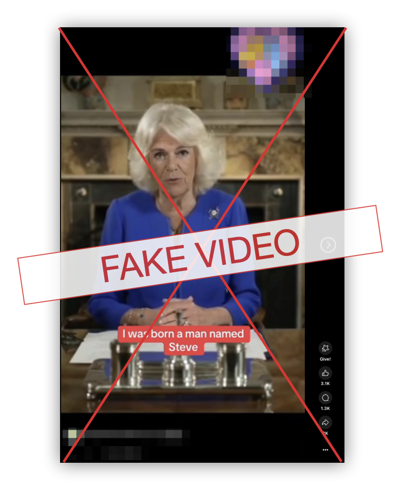 Queen Camilla deepfake embed, born a man POF, 1-2-2025