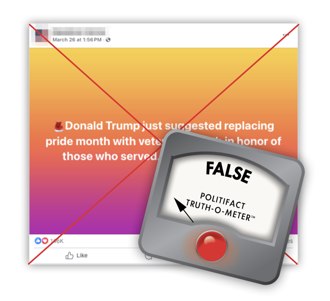 False embed Trump replace pride month with veterans month