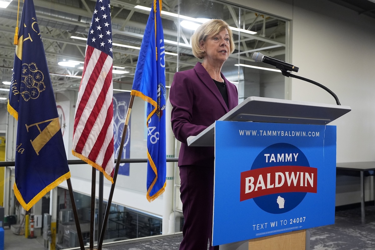 Sen. Tammy Baldwin, D-Wis., discusses her Wisconsin senate win in Madison, Wis.,11-07-2024