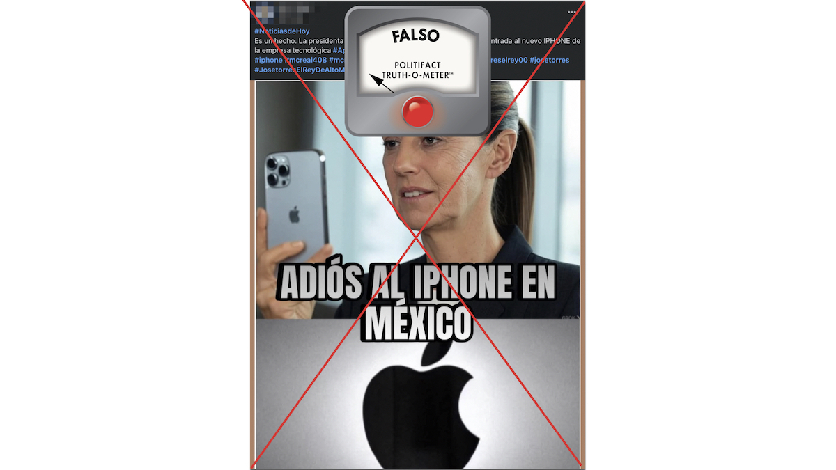 Grafico falso de prohibición del iPhone nuevo en Mexico 02-25-25