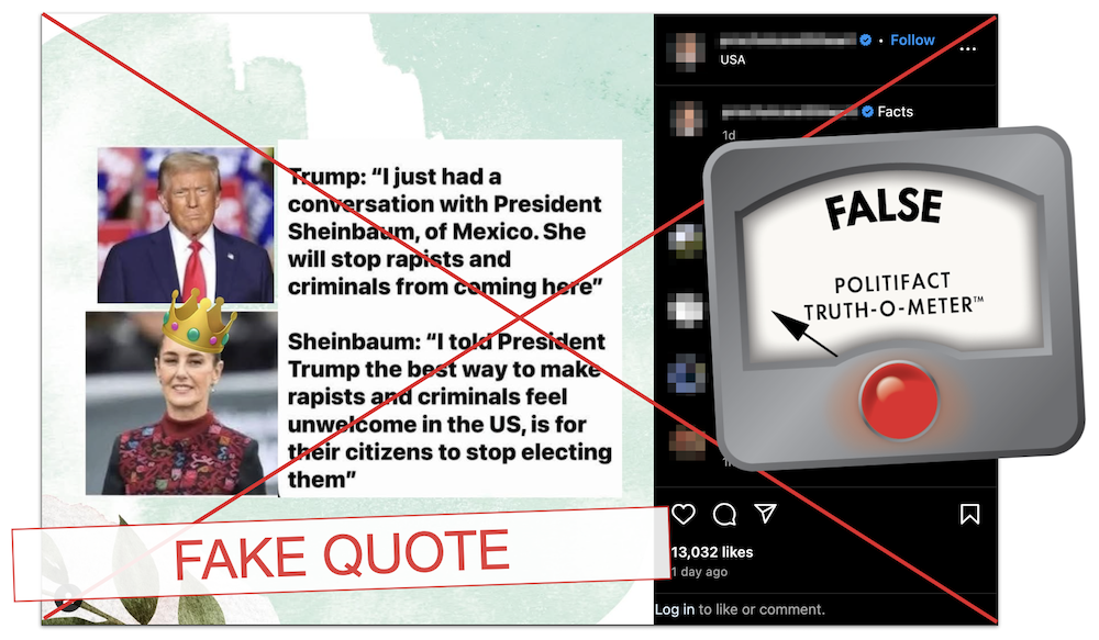 Sheinbaum stop electing criminals quote claim false graphic