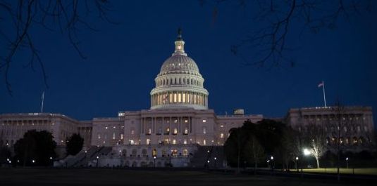 Smaller US capitol at night