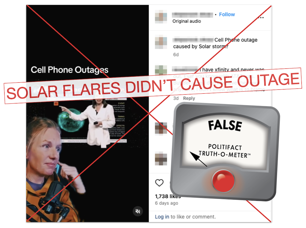 Solar flares AT&T outage claim edited screenshot