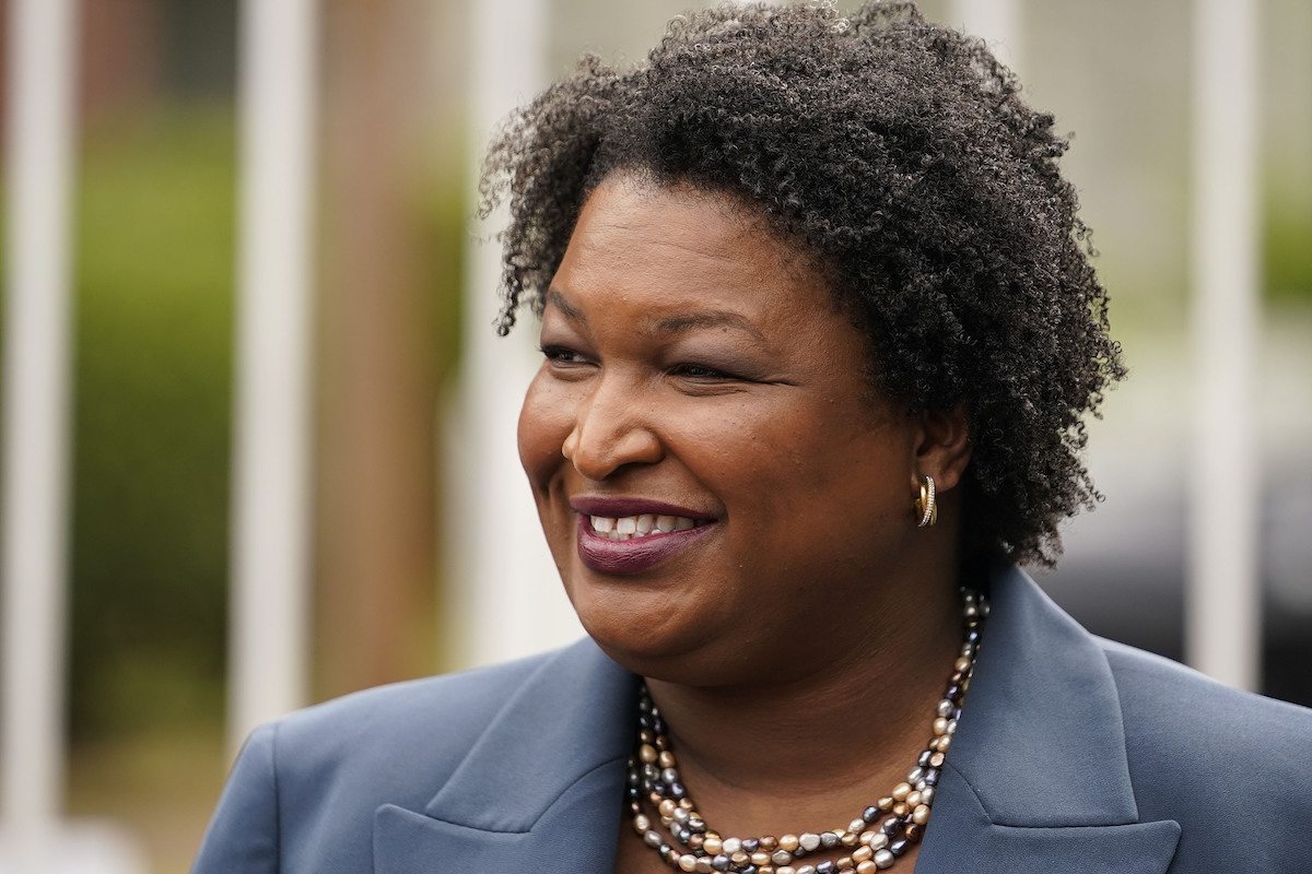 Stacey Abrams close up during campaign event