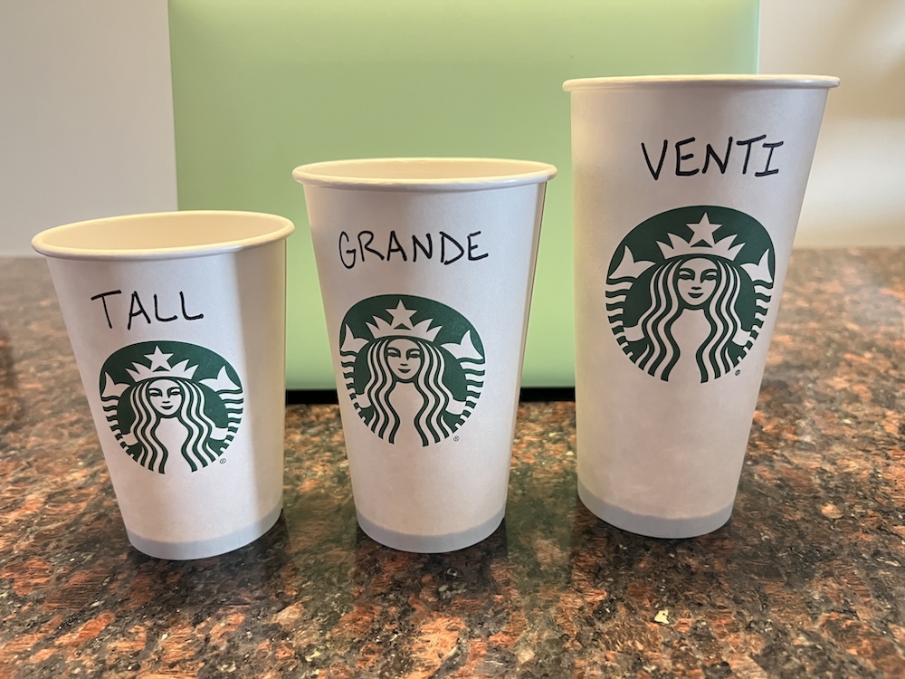 Starbucks paper cup sizes tall grande venti 05-10-2024