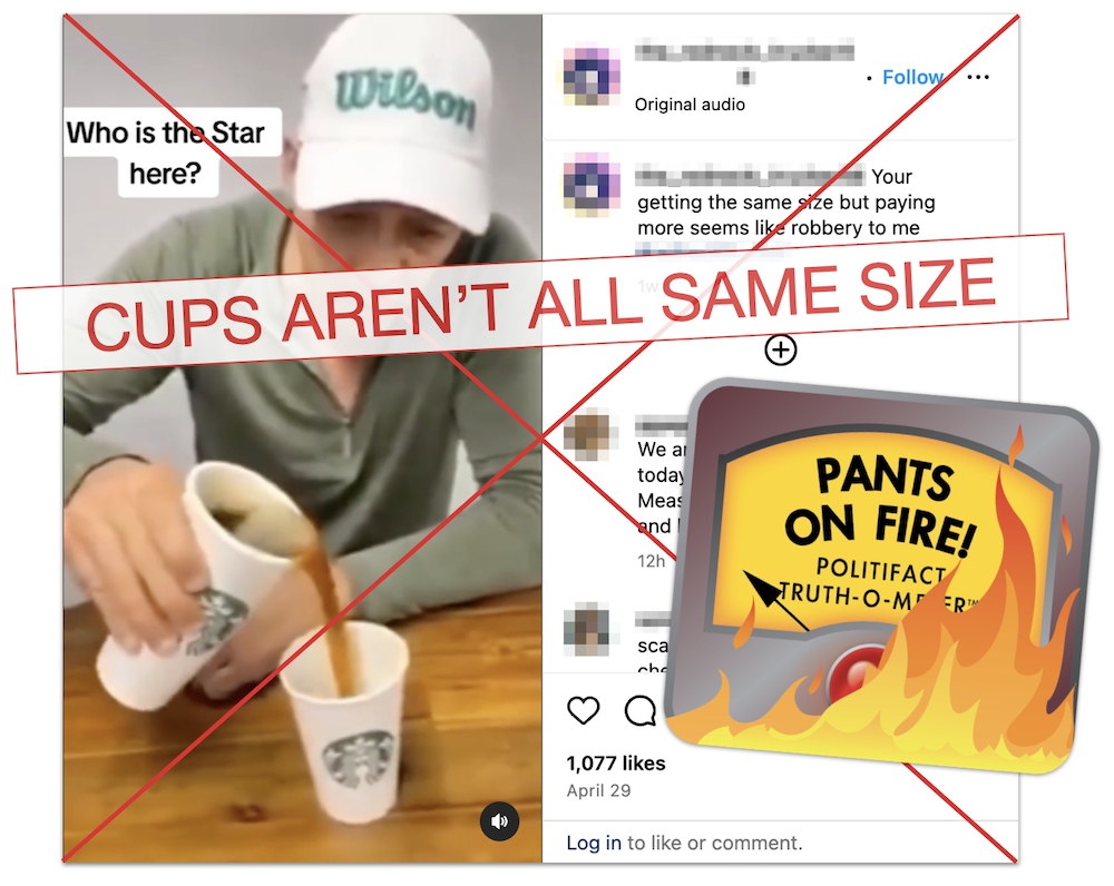 Graphic Starbucks cups same size claim 05-10-2024