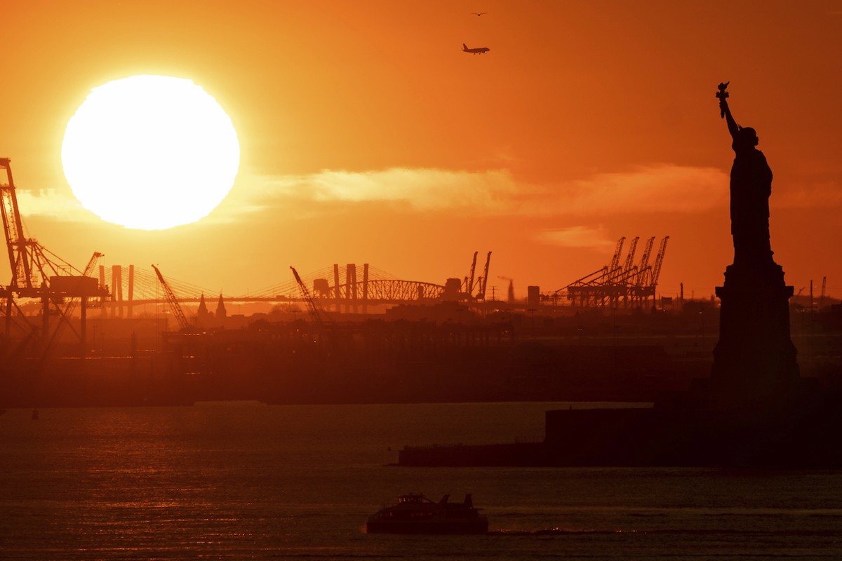 Sun setting in New York