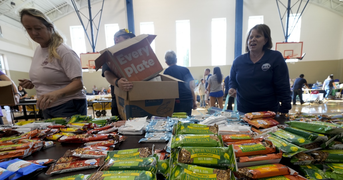 Supplies for hurricane victims in Boone, North Carolina, Oct. 3, 2024
