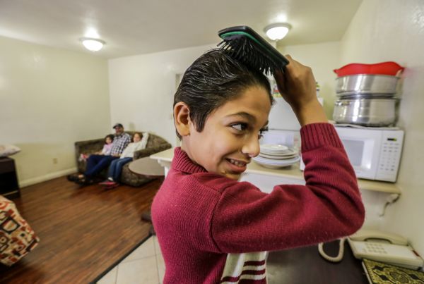 Syrian refugee in hotel