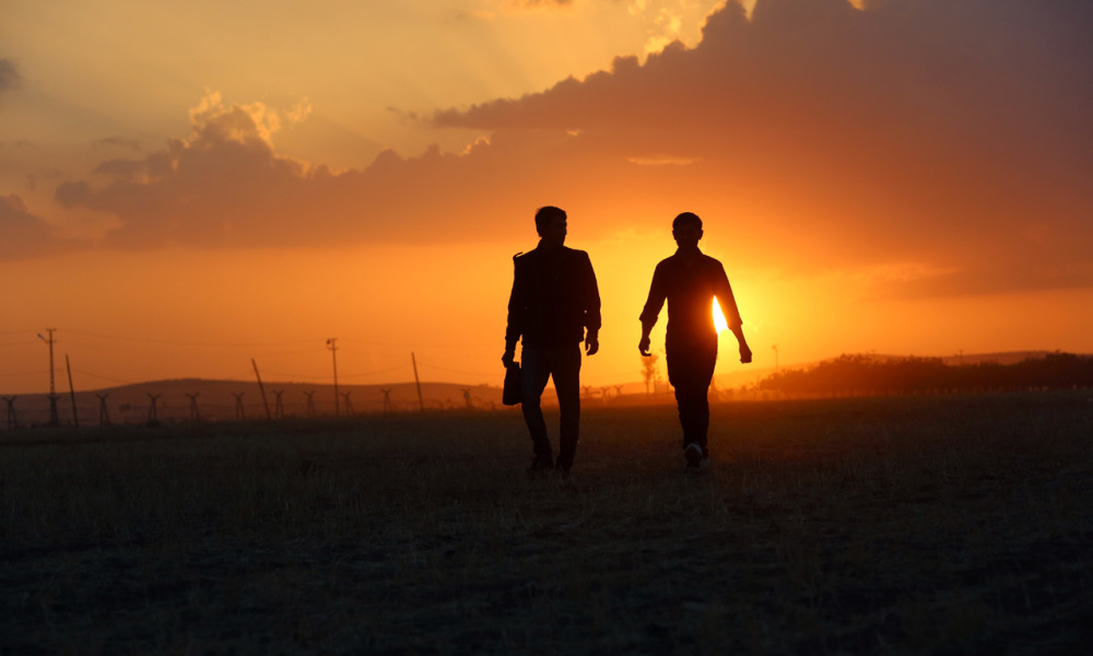 Syrian refugees sunset