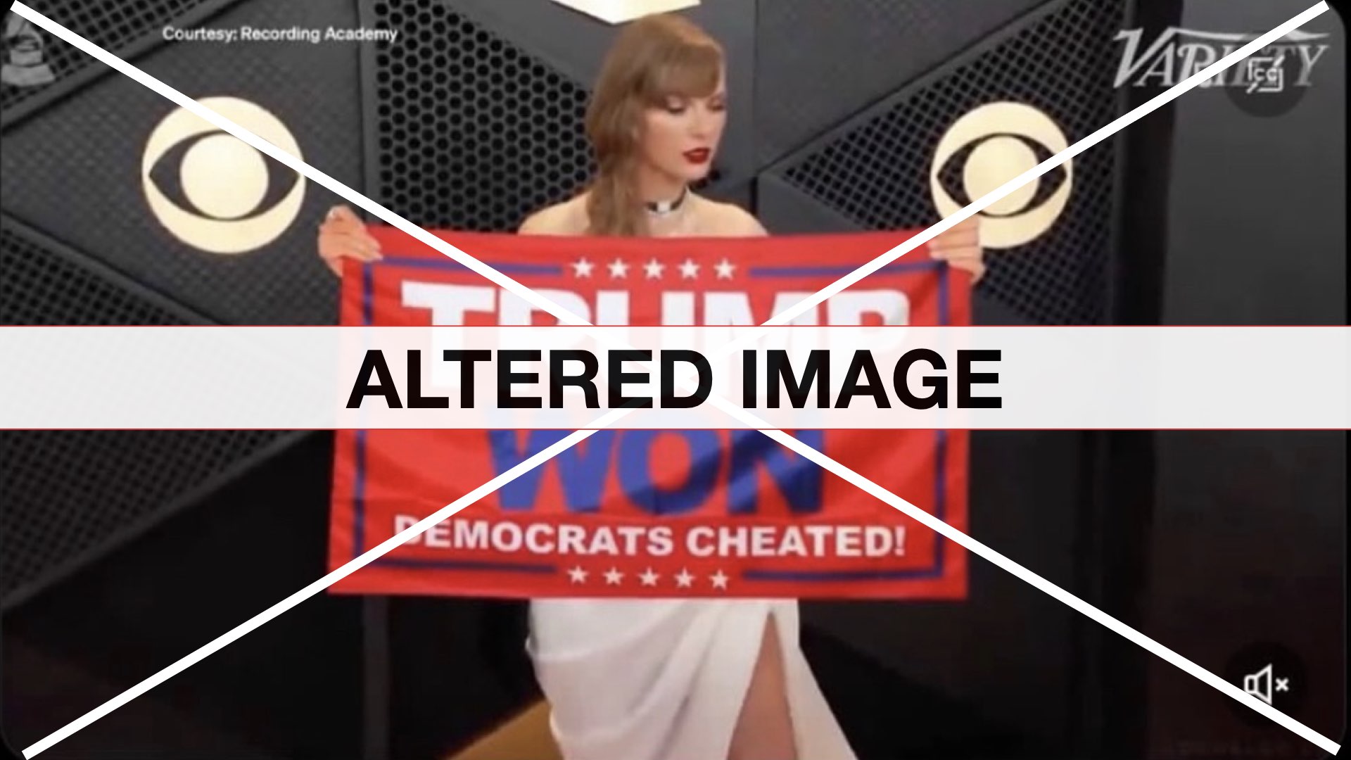 Altered image of Taylor Swift at Grammys