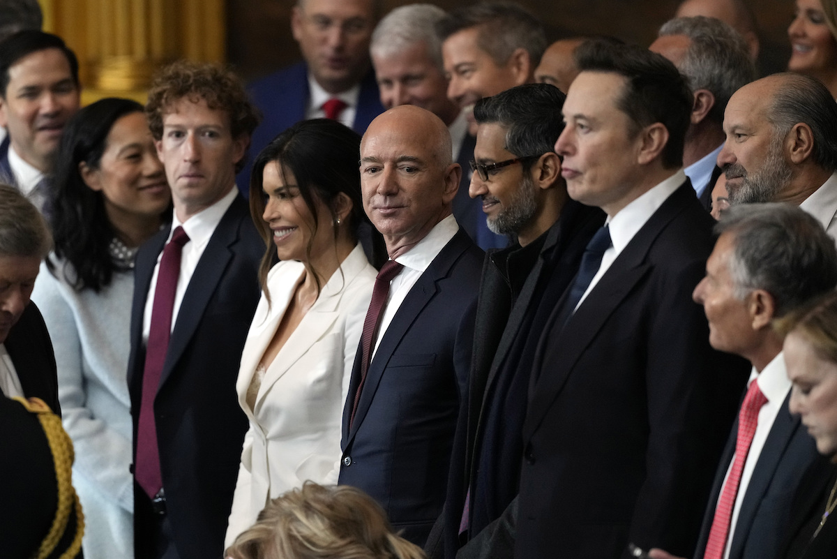 Tech billionaires flank trump at second inauguration Jan. 20 2025