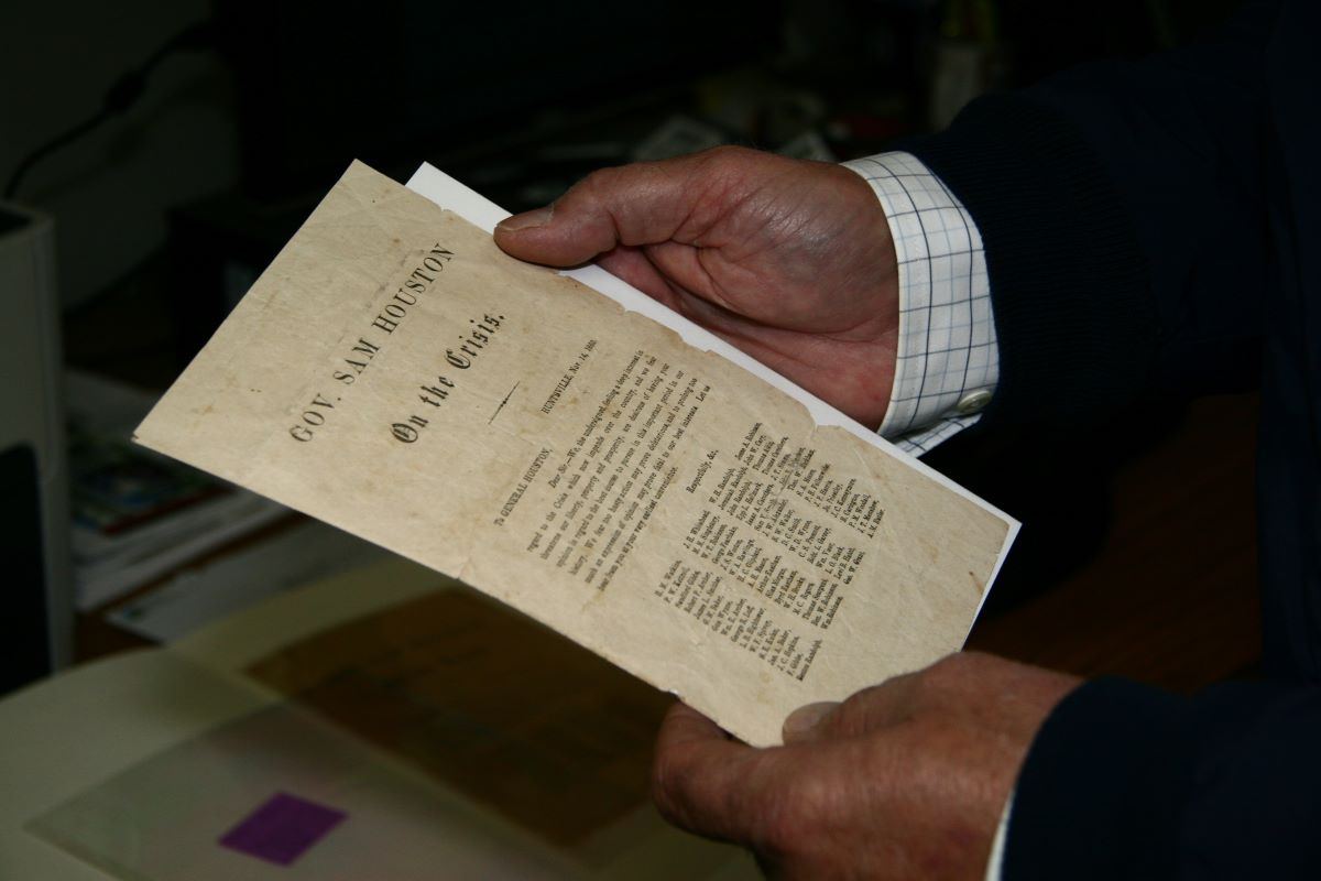 Sam Houston Memorial Museum in Huntsville, Texas shows a letter Texas Gov. Sam Houston had published in 1860 warning of the perils of the state seceding