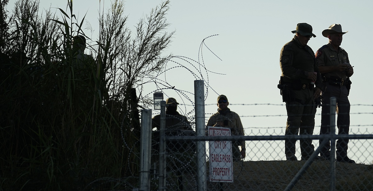 Texas troopers at Eagle Pass, Texas, border, 8-1-2023