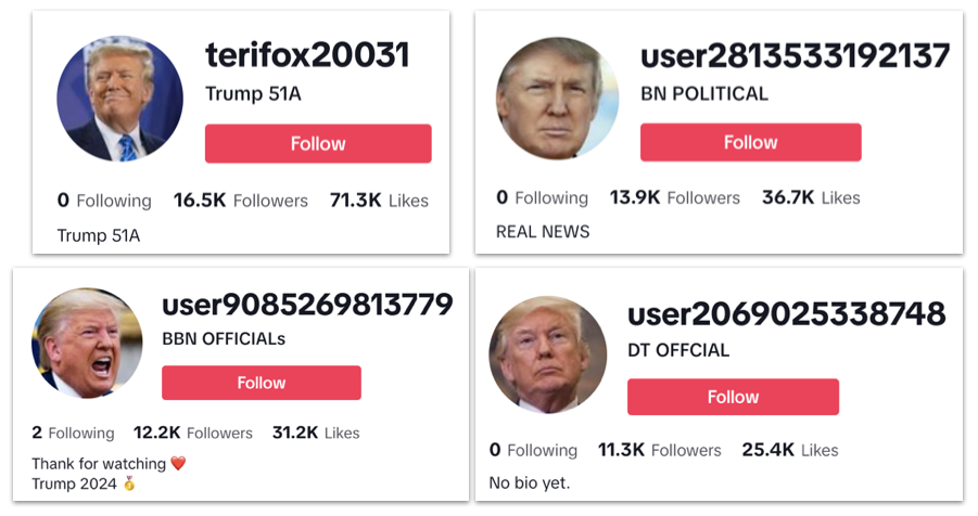 TikTok accounts Trump profile photo