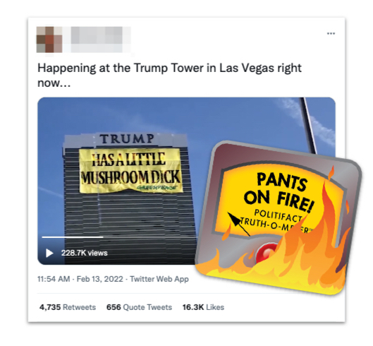 Trump Tower Greenpeace Fake Video Screenshot with POF logo