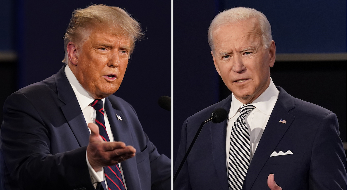 Collage of Biden and Trump in debate mode - 06-18-2024