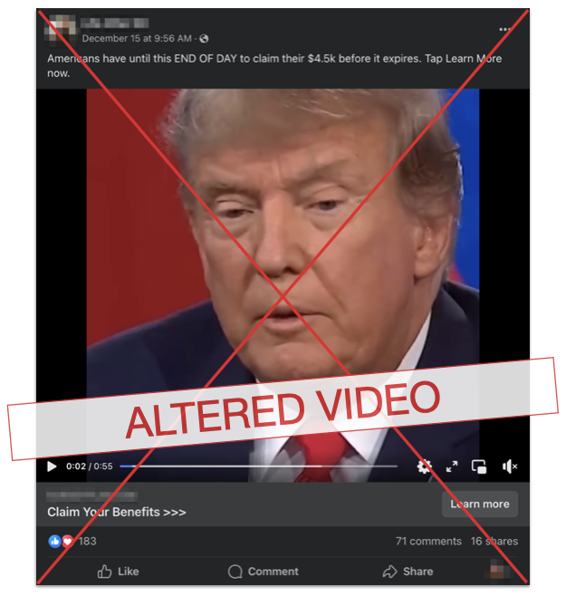 Trump $6400 claim edited screenshot
