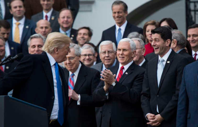 Trump Ryan tax celebration