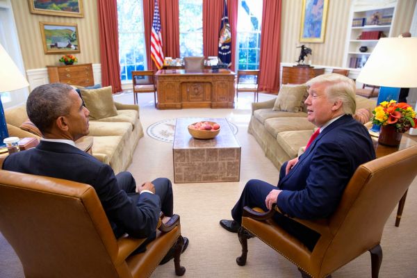Obama and Trump in Oval Office