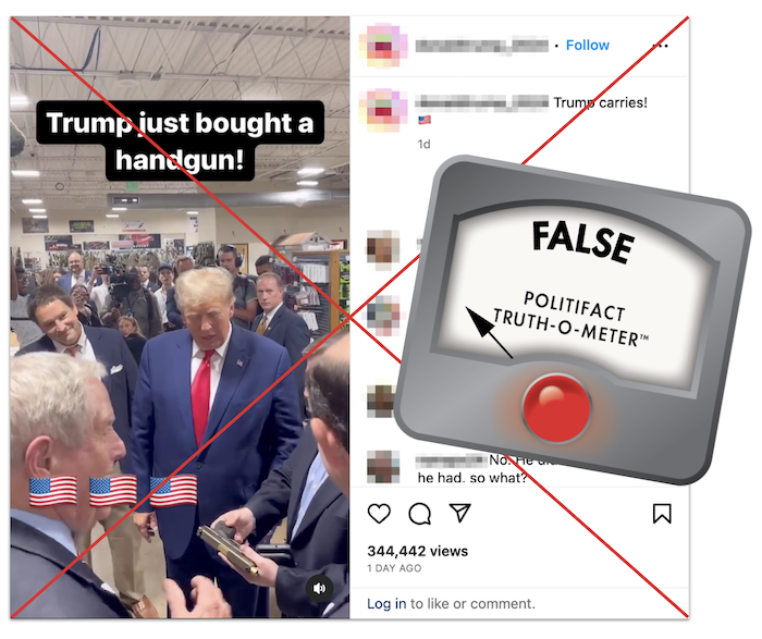 Trump buys handgun claim edited screenshot