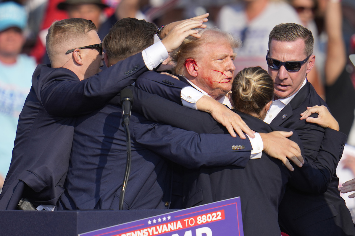 donald trump whisked away by Secret Service after rally shooting, 7-13-2024