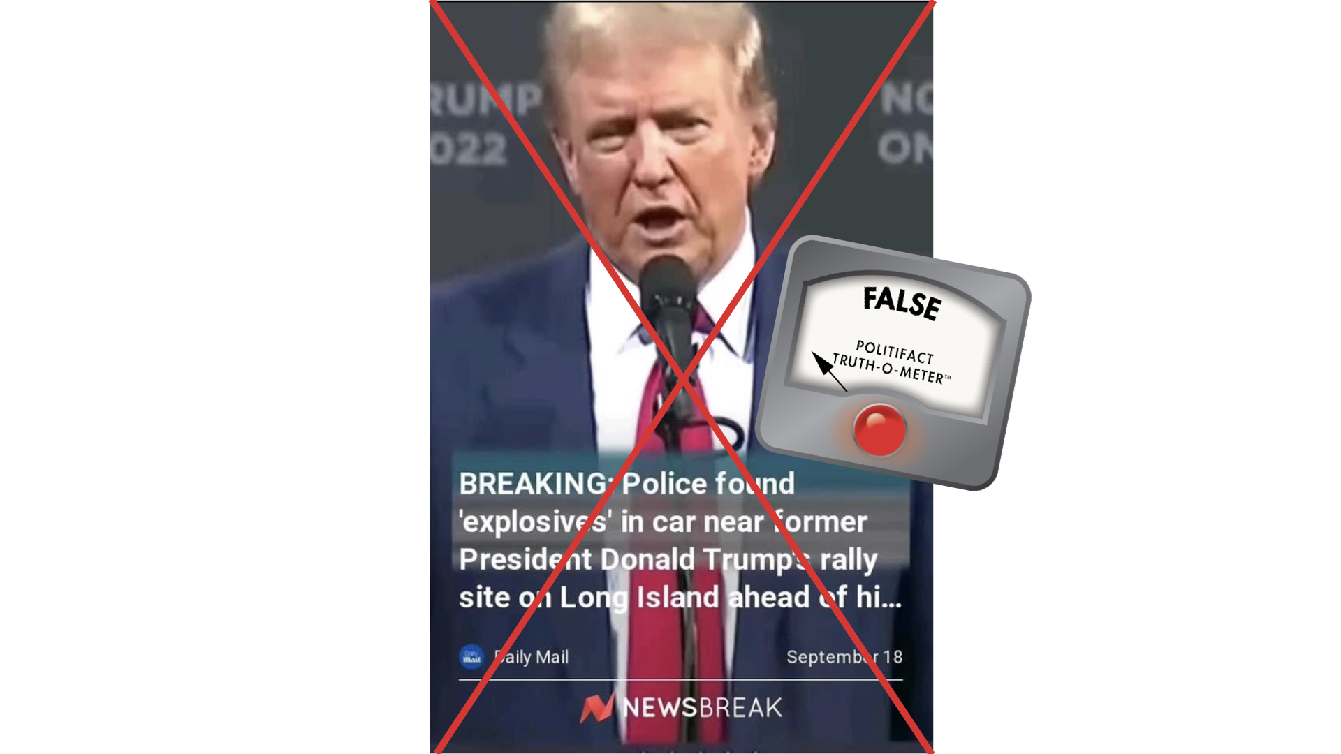 False Daily Mail headline explosives at Trump rally, 9/18/24