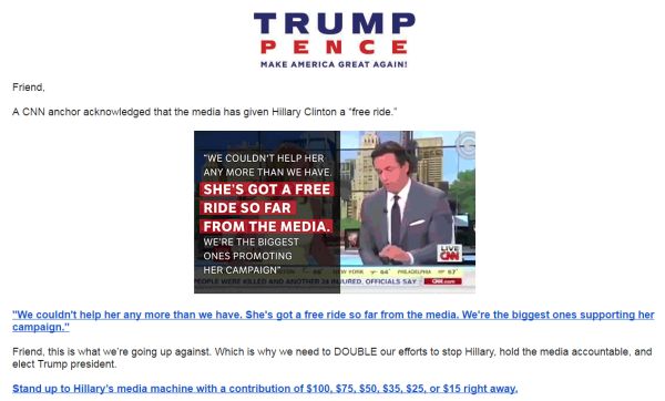 Trump fundraising email