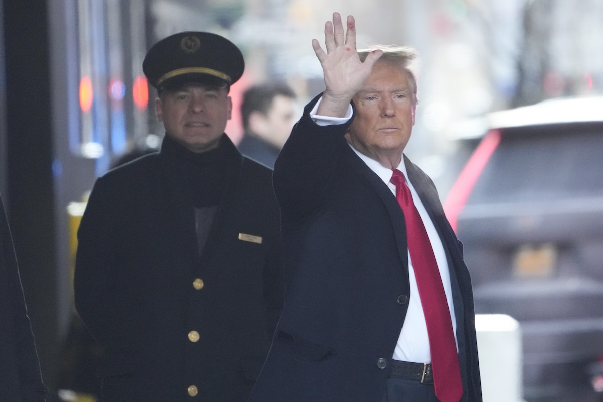Donald Trump leaves New York apartment building for defamation trial, 1-17-2024