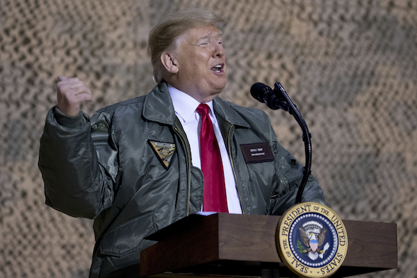 Trumps speaks to troops
