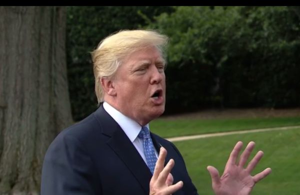 Trump talking to reporters