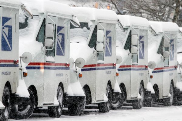 Mail trucks in winter