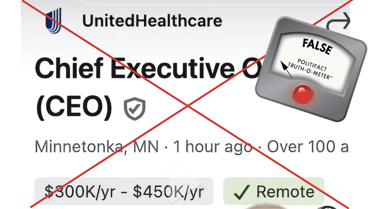 False claim, screenshot of UnitedHealthcare LinkedIn posting, 12-5-2024