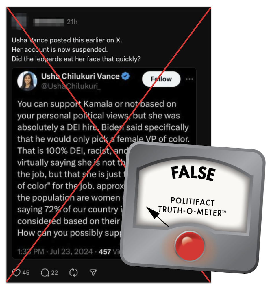 Usha Vance X post Kamala Harris claim graphic