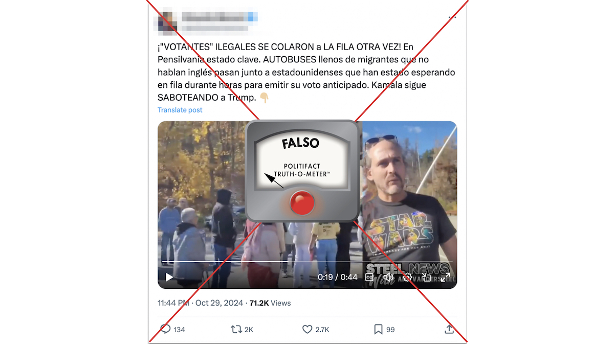 Grafico falso de fila de votantes en PA