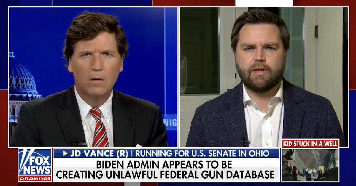 JD Vance Tucker ATF chyron