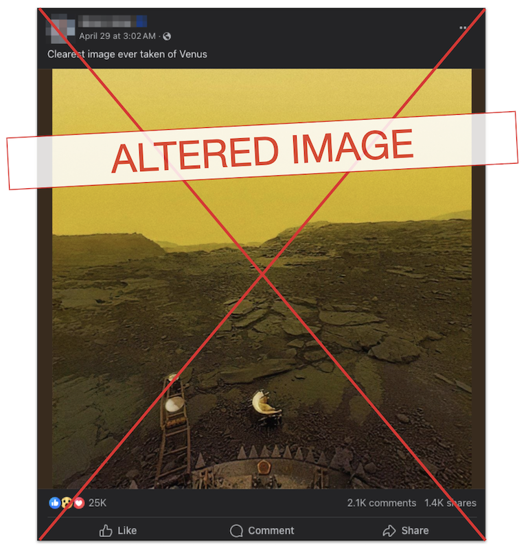 Graphic Venus photo claim altered image 05-09-2024