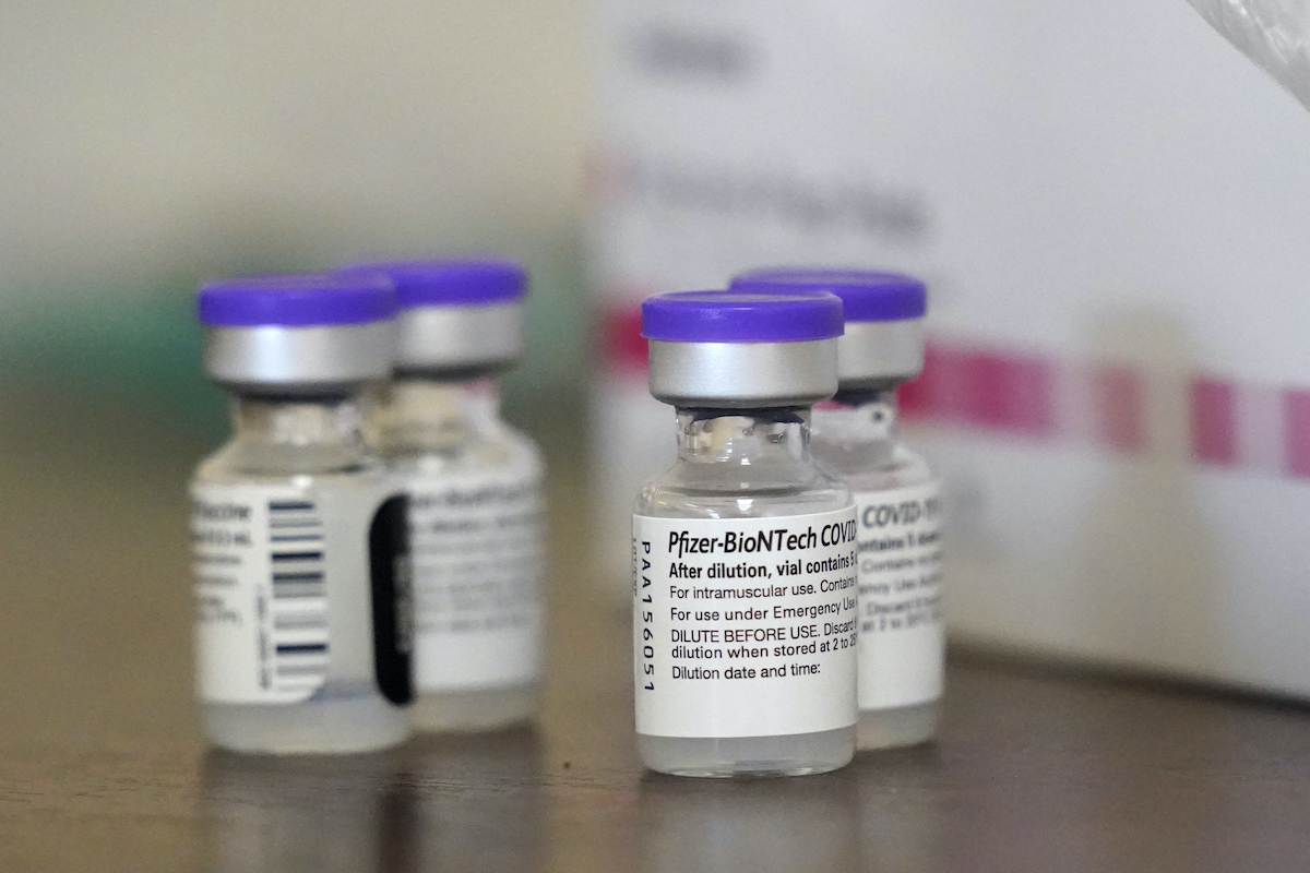Vials of the Pfizer-BioNTech COVID-19 vaccine are shown in Florida in Jan. 2021