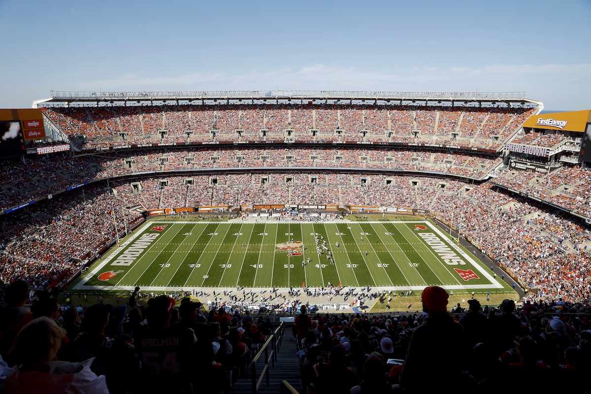 View of stadium during Browns-Patriots game 10-16-2022