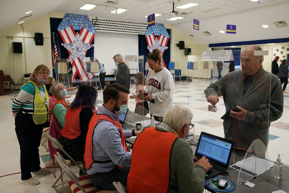 Voting inside a school in Virginia 11-2-2021