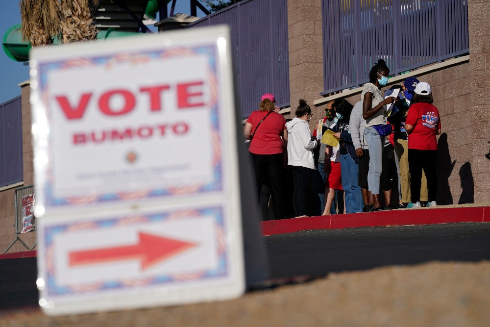 Voters in Las Vegas, Nevada, AP photo