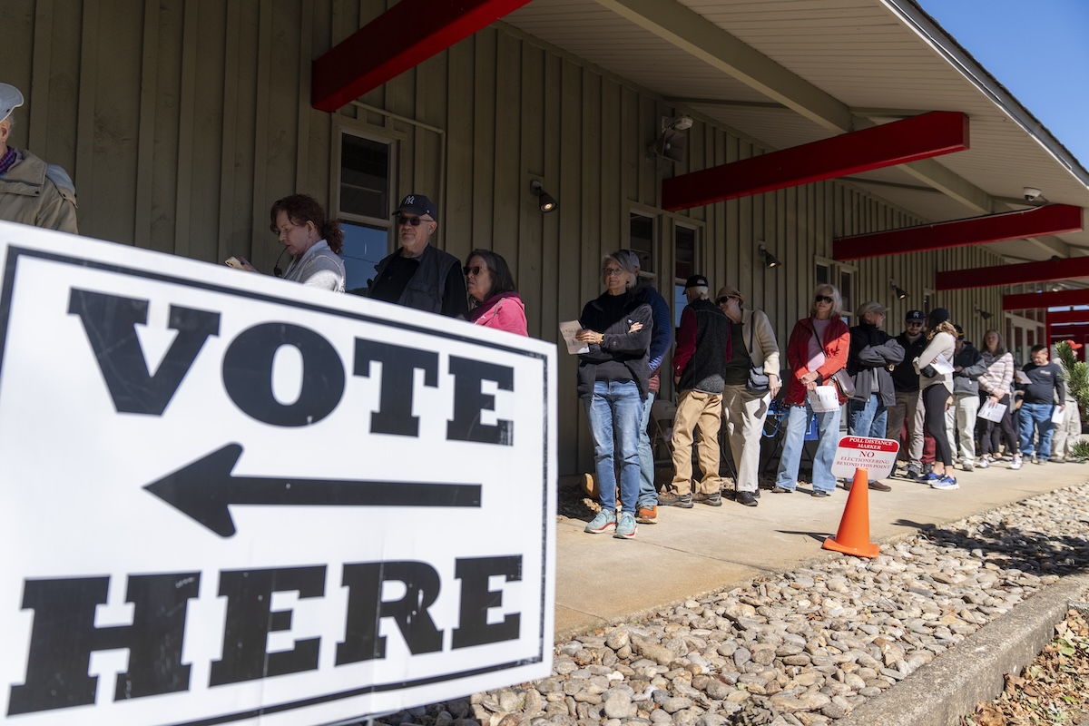 Voters in line in Black Mountain, North Carolina, Oct. 17, 2024